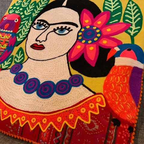 Frida Pillow with Purple Necklace