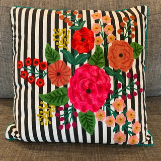 Frida’s Livingroom – Striped Bouquet Square Pillow