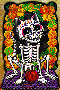 Hanging Cardboard Skeleton Cat