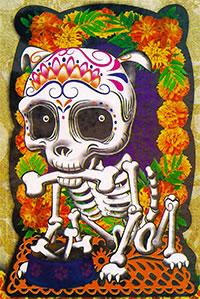 Hanging Cardboard Skeleton Dog