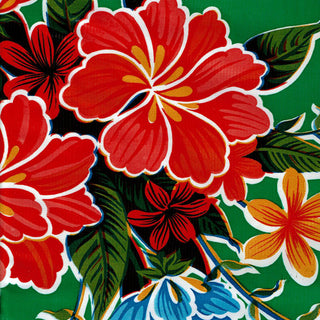 Mexican Oilcloth - Hibiscus on Green