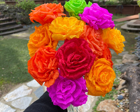 Rose Bouquet - Dozen of assorted hand made paper flowers