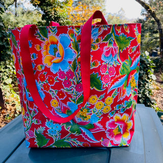 Floral Rhapsody Tote - Red