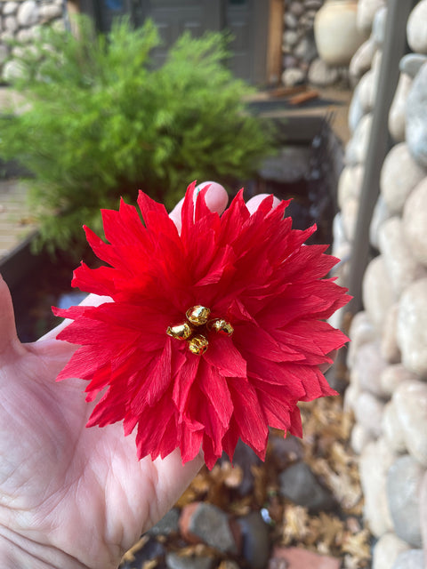 Poinsettia Paper Flower w/ Gold Center
