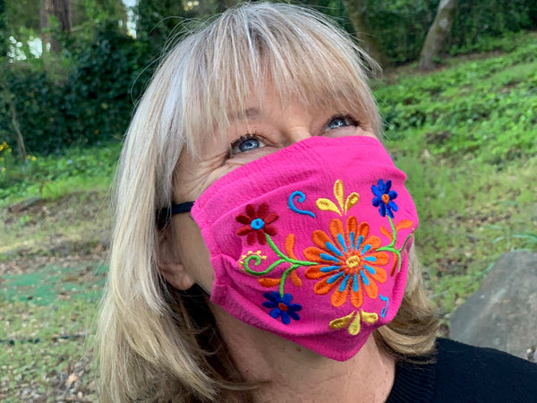 Oaxacan Embroidered Rosa Mask