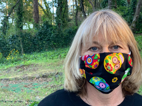 Big Sugar Skull on Black Face Mask