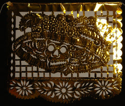 Metallic Mylar Day of the Dead Cut Paper Banner - Large
