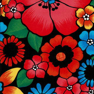 Mexican Oilcloth - Flower Fields on Black