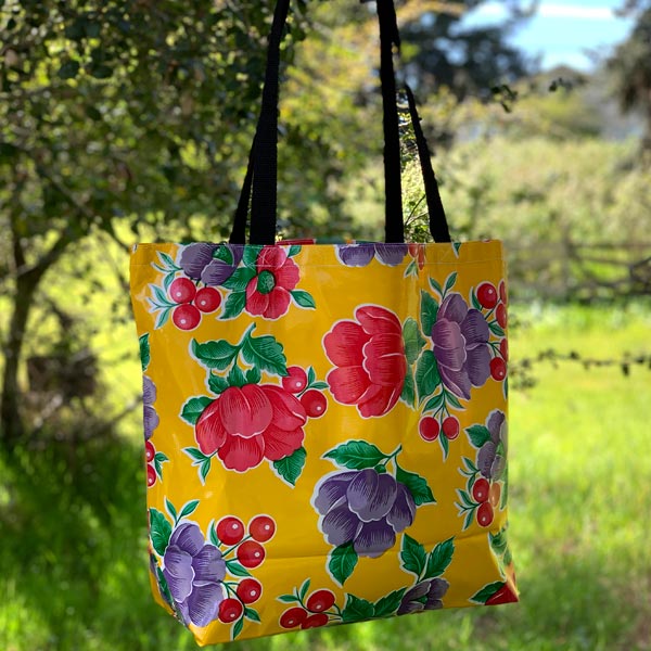 Mexican Oilcloth Market Bag – Poppy on Yellow