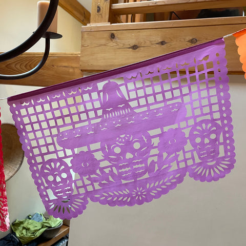 Hand Cut Paper Day of the Dead Papel Picado Banners - Medium