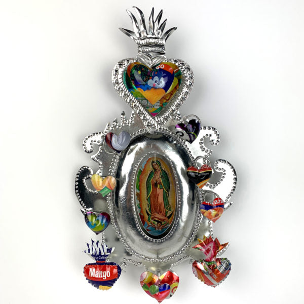 Recycled Can Shrine with flaming heart