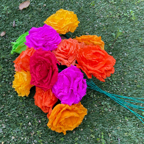 Rose Bouquet - Dozen of assorted hand made paper flowers - 0