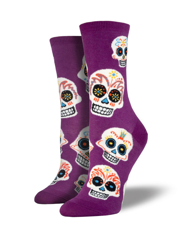 Women’s Sugar Skull Socks - Royal Purple
