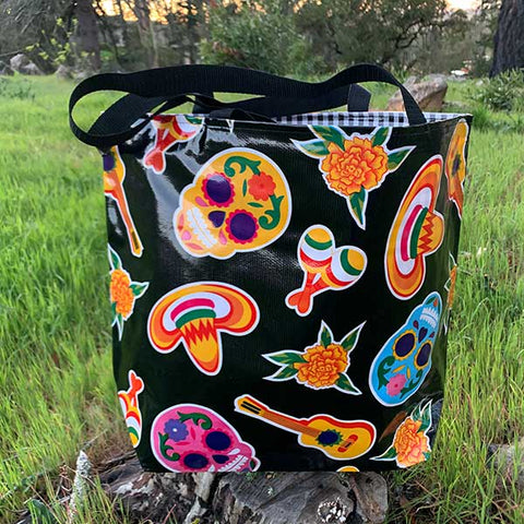 TOTE Sugar Skull Tote Bag - Black