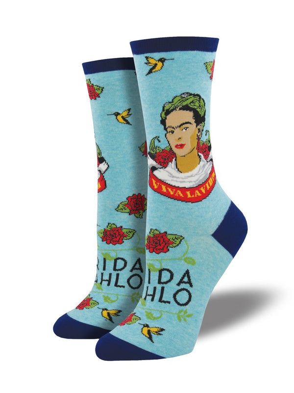 Women’s Viva La Frida Socks – Sky Blue - 6 Pairs