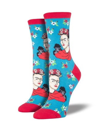 Women’s Frida Monkey Socks – Peacock Blue - 6 Pairs