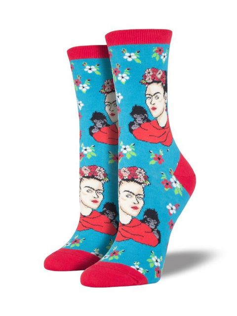 Women’s Frida Monkey Socks – Peacock Blue - 6 Pairs