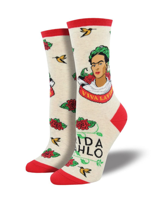 Women’s Viva La Frida Socks – Heather Ivory - 6 Pairs