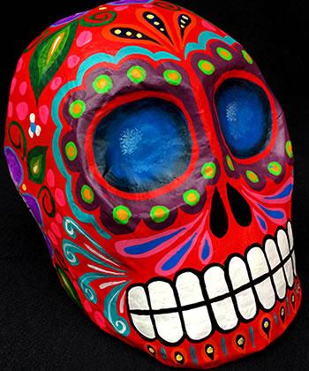 Big Eyes Papier Mâché Skull - Blue - Museum Quality