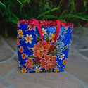 TOTE Reversible Oilcloth Market Bag - Hibiscus Blue/Poppy yellow interior