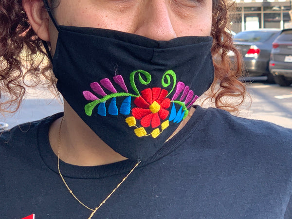 Oaxacan Embroidered Black Mask