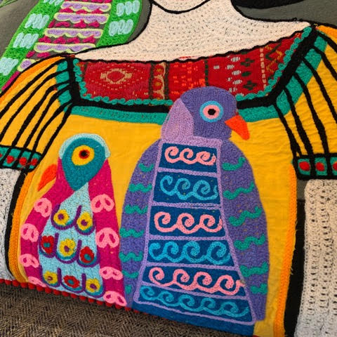 Frida Pillow with Parrots