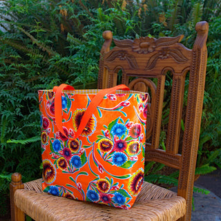 Oilcloth Tote - Floral Orange - If you want orange, check out the Yellow Floral-