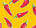 Mexican Oilcloth - Red Chile Peppers on Yellow