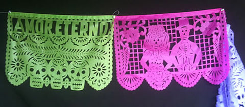 Skeleton Novio Papel Picado Banners