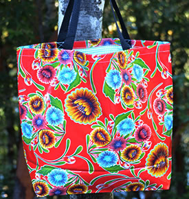 Mexican Oilcloth - Floral on Red